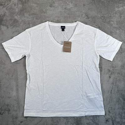 Patagonia Women's T-shirt Mainstay Top Short Sleeve V Neck White Size Small