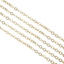 33 Feet Unfinished Cable Chain Link Chain 3.5mm for Jewelry Making, Light Golden