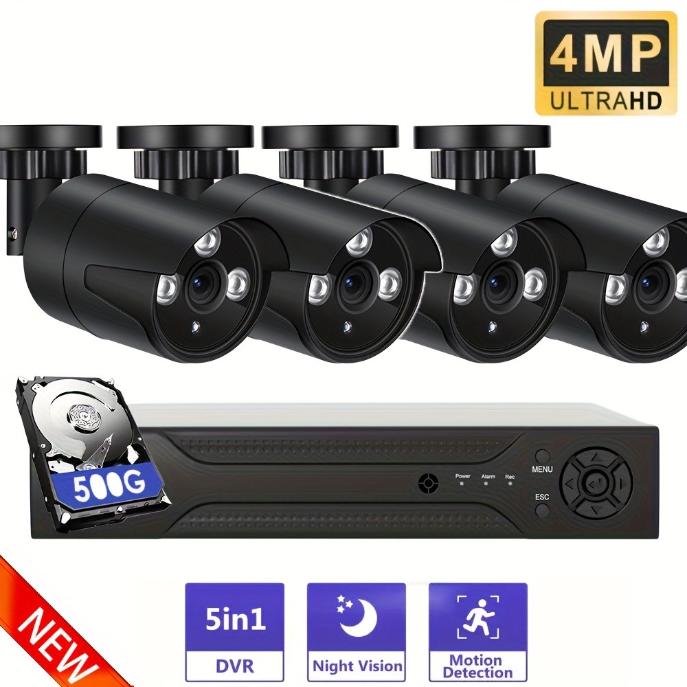  4MP 24/7 Home Outdoor CCTV HD Security Camera System Night 