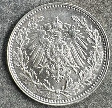 1/2 Mark 1918 E Deutsches Reich 2,77 g .900 Silber KM#17 K270626F