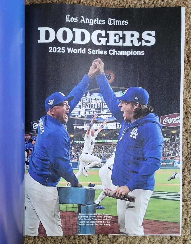 Los Angeles Times Dodgers 2025 World Series Champions Commemorative Back-To-Back - Image 3 of 4