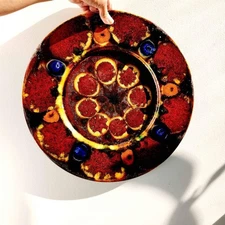 Gorgeous Colorful Vintage Scandinavian Decorative Plate Retro Circles Pattern