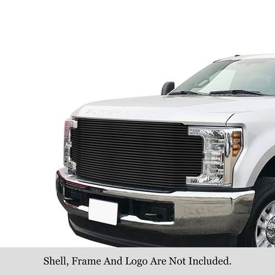 For Ford F-250 Super Duty 17-19 1-Pc Black 8x6 mm Horizontal Billet Main Grille