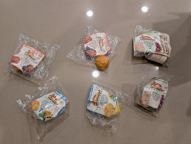 McDonalds Happy Meal Toys 1990 McDino Changeables Lot of 6 ( 1, 1, 2, 2, 4,4)