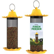 Finch Bird Feeders for outside Set of 2 0.5 LB Capacity Yellow Wild Bird Fee...