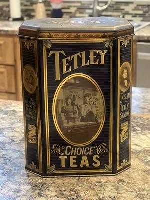 Vintage Tetley Tea Tin Blue Can 1837-1987 Tin Can Made In England United Kingdom