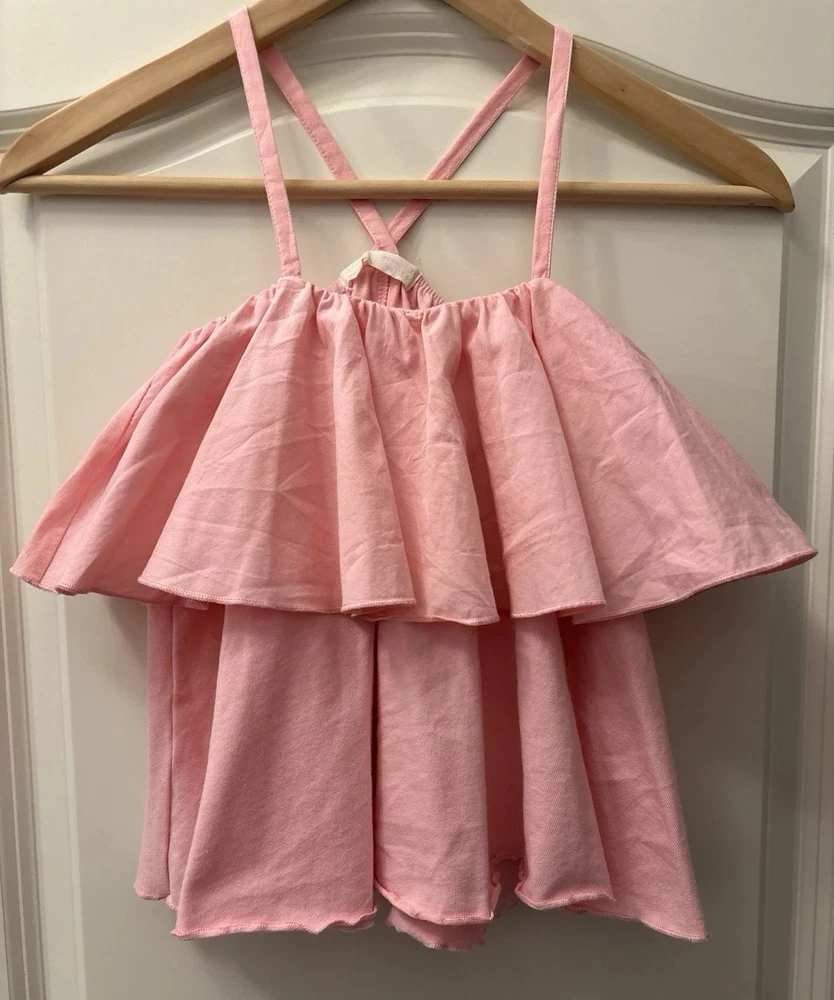 Zara Kids Volant-/Rüschen-Top rosa – Gr. 140