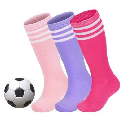 Kids Soccer Socks Youth Baseball Football 3-6 Years Purple/Hot Pink/Pink