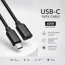 USB C Data Cables 60W Type-c Extension Cord Type-c Male To Female 3A Extension