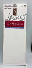 Hanes Silk Reflections Silky Sheer Knee Highs Reinforced Toe Barely There 2 Pair