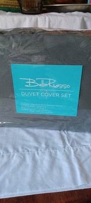 Bella Russo Double Duvet Cover Set Storm Gray Button Closure with Pillow Shams