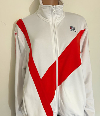 Reebok Classic Men's Colorblock Full-Zip Track Jacket Pockets XL White/Red