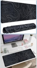 Gaming Mouse Pad Large 31.5 x 11.8in Topographic Keyboard Mousepad for Non-Slip