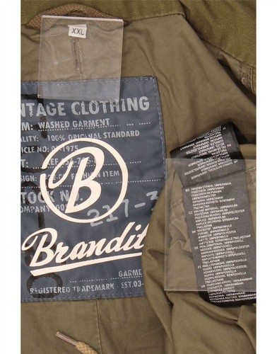 BRANDIT Mens Military Jacket UK 44 2XL Khaki Cotton DP10 - Picture 4 of 4