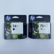 Genuine HP 74XL 75XL Black & Color Ink Cartridge 2-Pack Sealed - Expired 2012