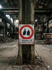 Cartello Industriale Vintage 1970 Sign Danger tabella NO Smaltata Targa Insegna