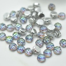 20 Beads - Baroque Cabochon 7mm 2-Hole Backlit Utopia, Czech Glass