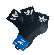 Adidas Socks Quarter 3 Pack Mens Size 6-12 Black Gray Moisture Wicking