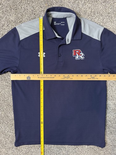 Round Rock Express Polo Shirt Mens Navy Blue Striped Under Armour Casual L EUC - Picture 6 of 7