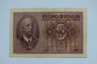 REGNO D'ITALIA VITT.EMANUELE III 5 LIRE IMPERO 1944 ( PERIODO FASCISTA )FDS