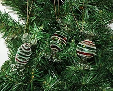 Set of 3 Glass Peppermint Candy Christmas Ornaments