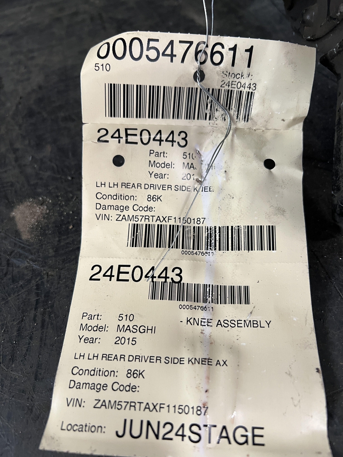 14-17 MASERATI GHIBLI REAR DRIVER LEFT KNEE AXLE SHAFT KNUCKLE CONTROL ARMS