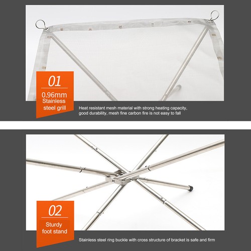Stainless Steel Outdoor Camping Campfire Fire Rack Foldable Wood Stove Folding - Picture 6 of 8