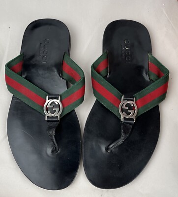GUCCI THONG WEB FLIPFLOPS GG SIZE 6 SANDALS FLATS WOMENS  display picture 1