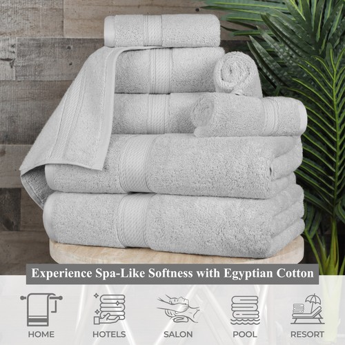 Egyptian Cotton Pile 6 Piece Towel Set Soft Plush Heavyweight 800 GSM Towels - Picture 162 of 216