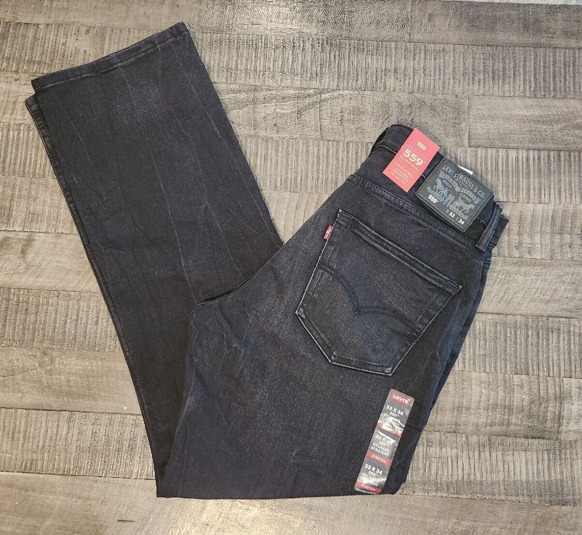 NWT Levis 559 Relaxed Straight Jeans Men size 33 34 black 60 Tags eBay