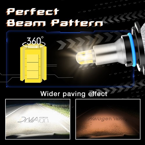 Pair 8-Side 360° 9006 LED Headlight Bulbs High Low Beam Super Bright 6000K White - Picture 10 of 12