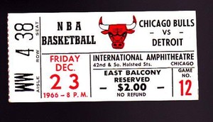 bulls chicago ticket stub rodgers pistons 1966 detroit dec 1st vs