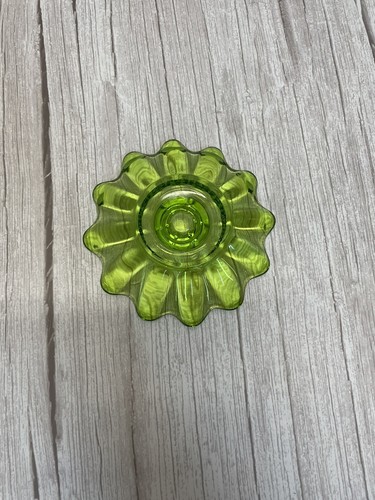 Vintage Green Vaseline Glass Candlestick Holder - Picture 2 of 3