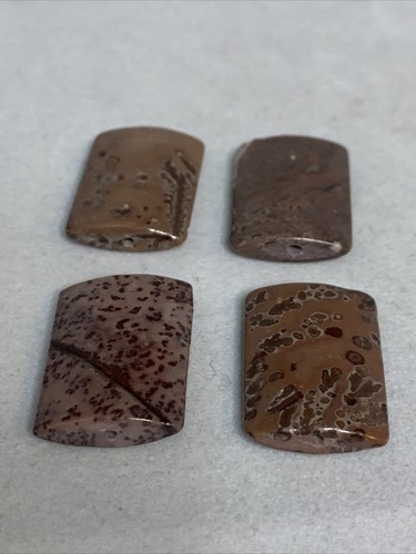Lot Of 4 Mauve And Brown Crazy Horse Stone Beads (2044) - Picture 6 of 10