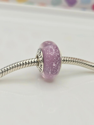 Authentic Pandora Disney Rapunzel's Signature Purple Color Murano Moment  Charm