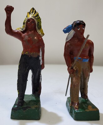 Elastolin Made In Germany Two Native American Figures toy figure figurine
