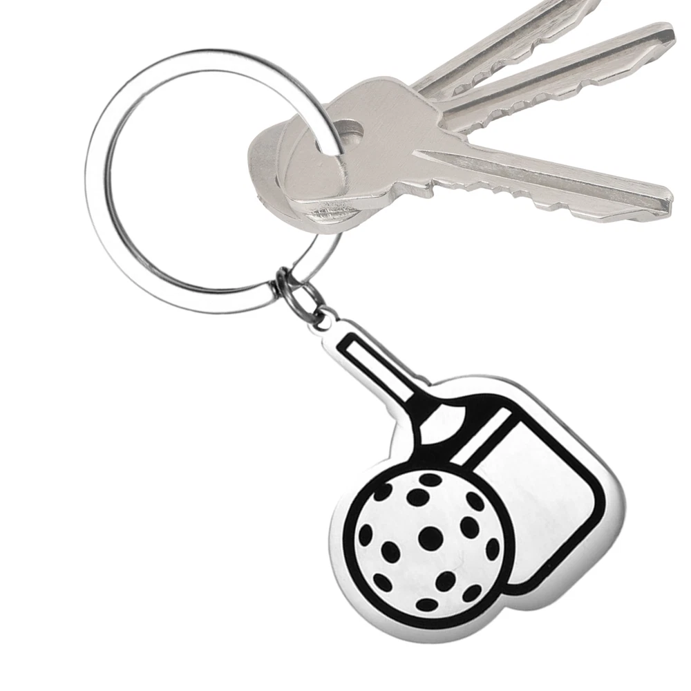 Pickleball Racket and Ball Keychain - Stainless Steel Sporty Bag Pendant Pickleball Racket and Ball Keychain - Stainless Steel Sporty Bag Pendant