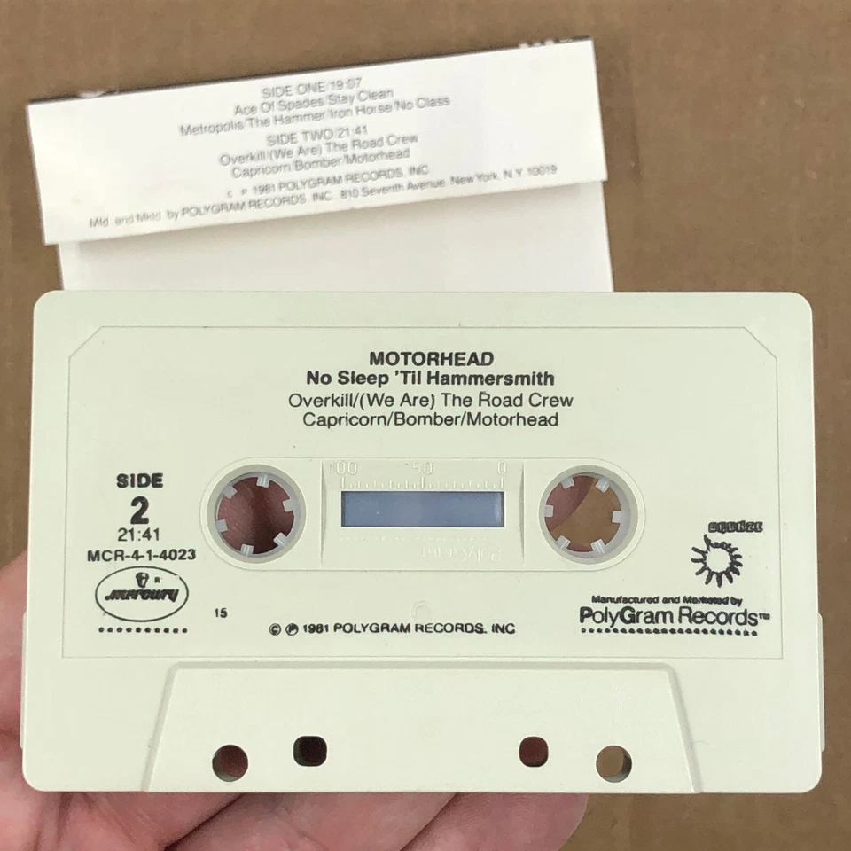 MOTORHEAD Cassette Tape NO SLEEP TIL HAMMERSMITH 80s USA RELEASE ACE OF SPADES - Imagem 3 de 4