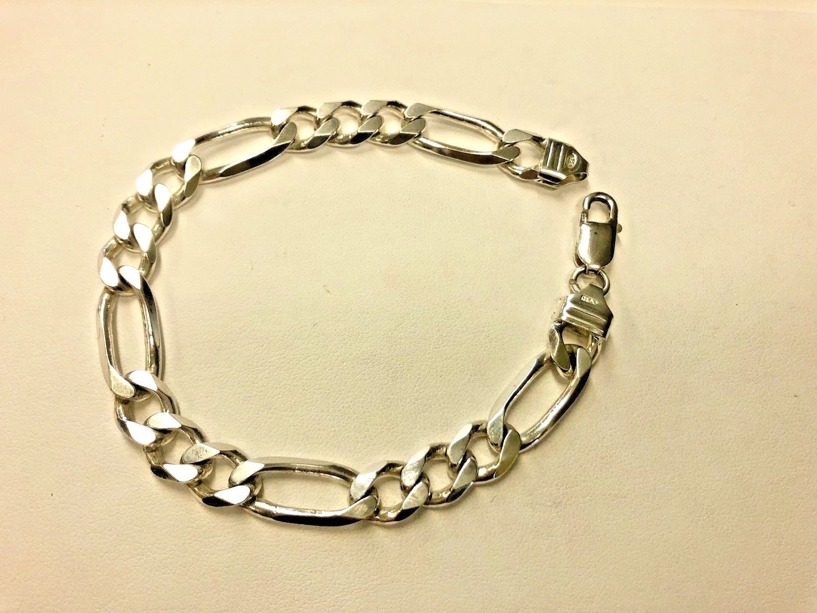 PLAIN CUBAN FIGARO SOLID 925 STERLING SILVER MENS… - image 1