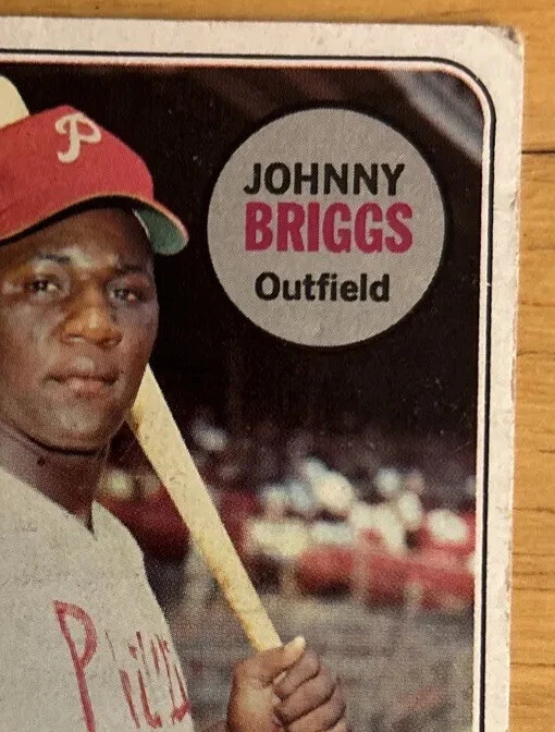 Tarjeta de béisbol 1969 Topps Johnny Briggs #73 Phillies de bajo grado arrugada O/C Foto 3 de 4