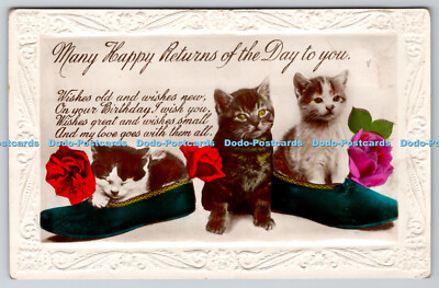 R769883 Viele Happy Returns of the Day to You Three Kitten Raphael Tuck and Sons