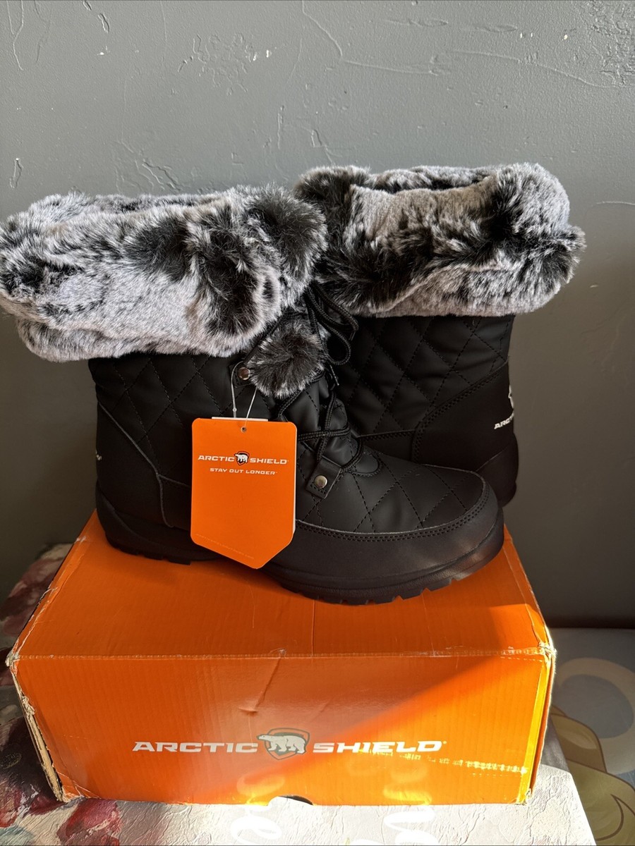 Arctic Shield Womens Waterproof Insulated Boots Size Black Fur