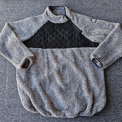 Mac Tools Sweatshirt 3X Gray Sherpa Fleece Pullover Button Neck Rare Sweater