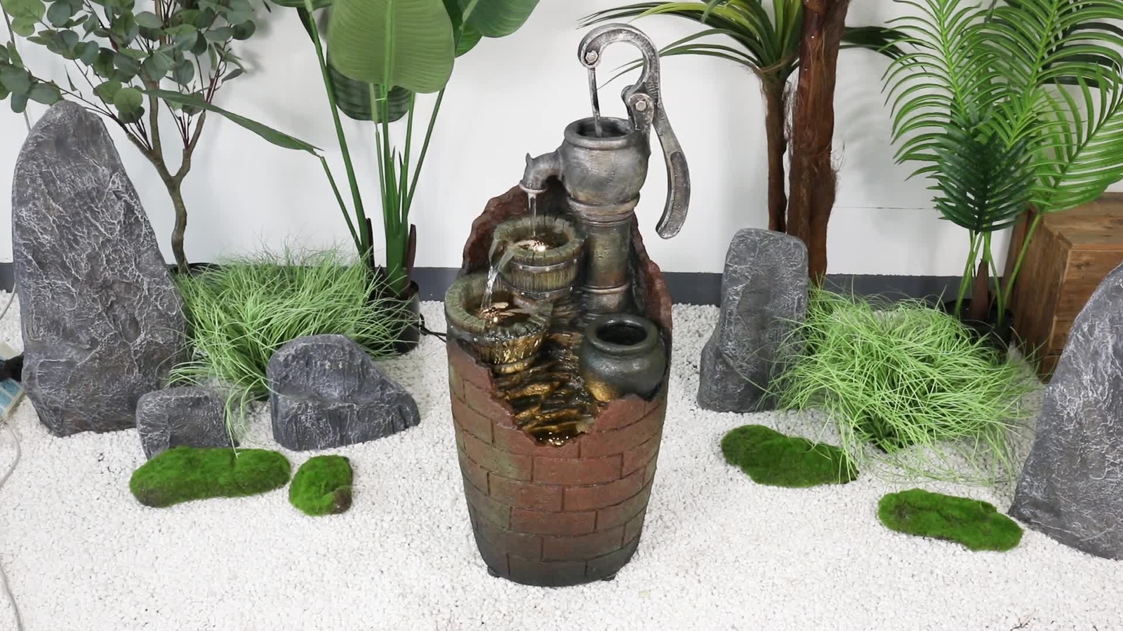 Contemporary Garden Waterfall Fountain Resin Ornaments Outdoor Water