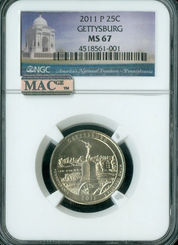 2011 P GETTYSBURG QUARTER NGC MS-67 PQ  MAC SPOTLESS  .