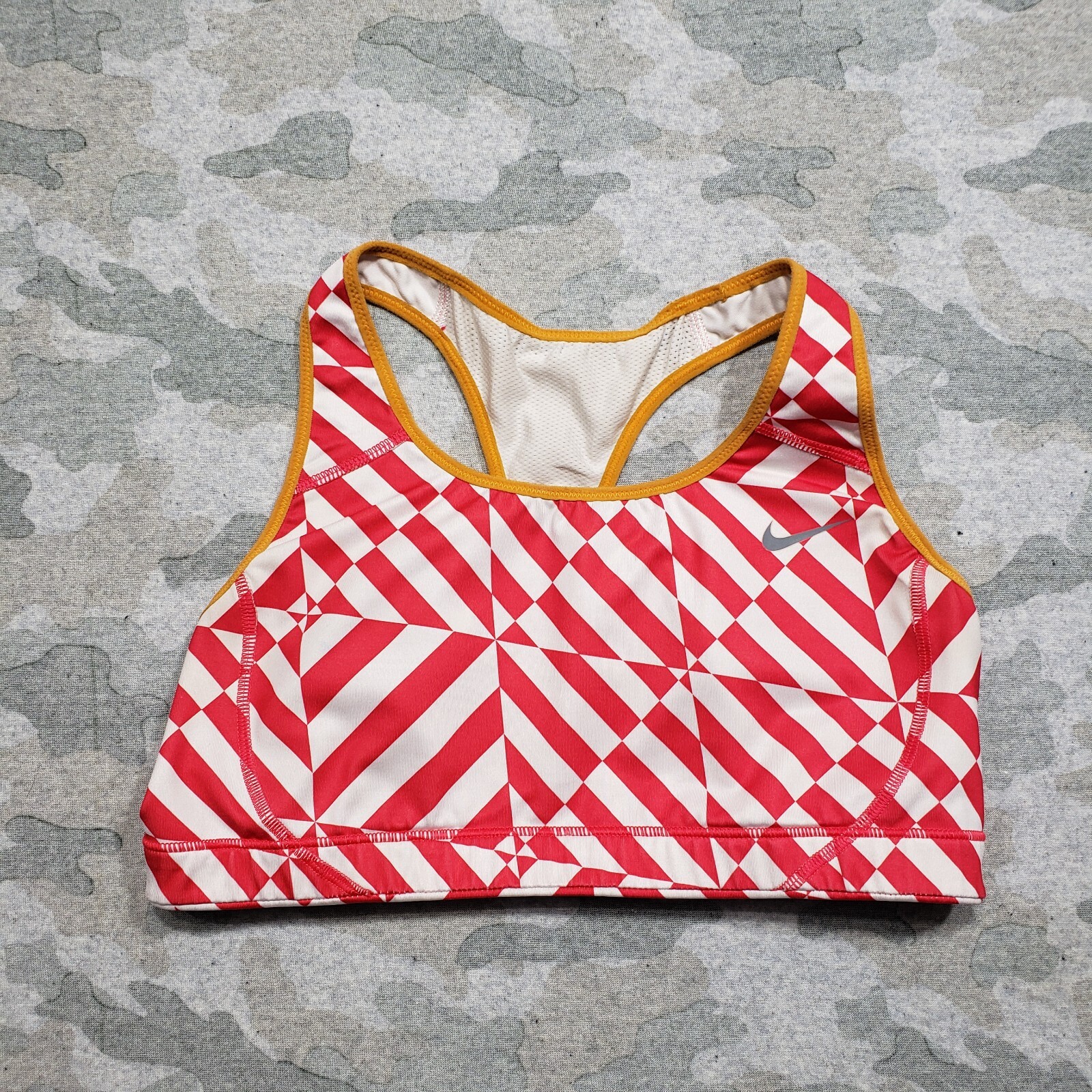 Nike Sports Bra Womens Medium Red White Dri-fit Geo Print-image