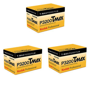 3 Rolls Kodak TMZ T-MAX P3200 135-36 Black and White 35mm Film