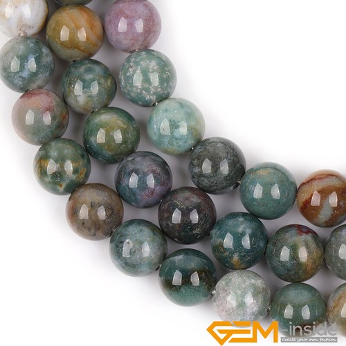 Natural Multicolor India Agate Round Loose Big Hole Beads for Jewelry Making 15" - Picture 8 of 34