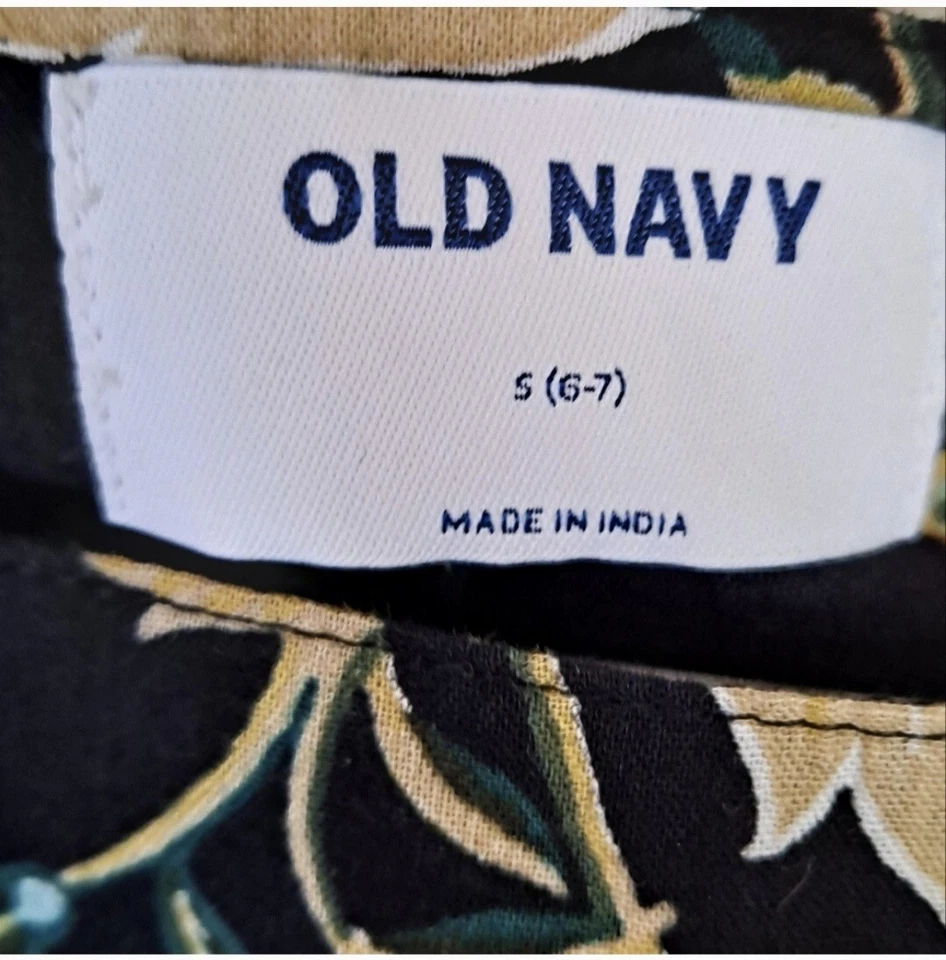 Vestido antiguo azul marino negro y floral con volantes, borlas y forrado Foto 2 de 4