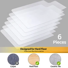 6X 48" x 36" Home Office Chair Mat PVC Floor Clear Back with Lip For Hard Floors